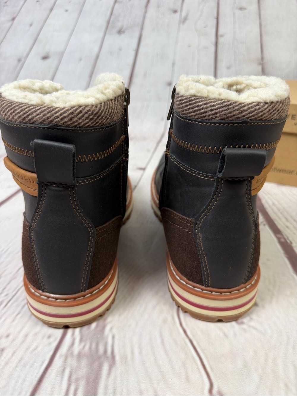RESERVED FOOTWEAR Gordon men's NEW brown zipper lace warm lined boots, size 7.5 - Picture 8 of 15